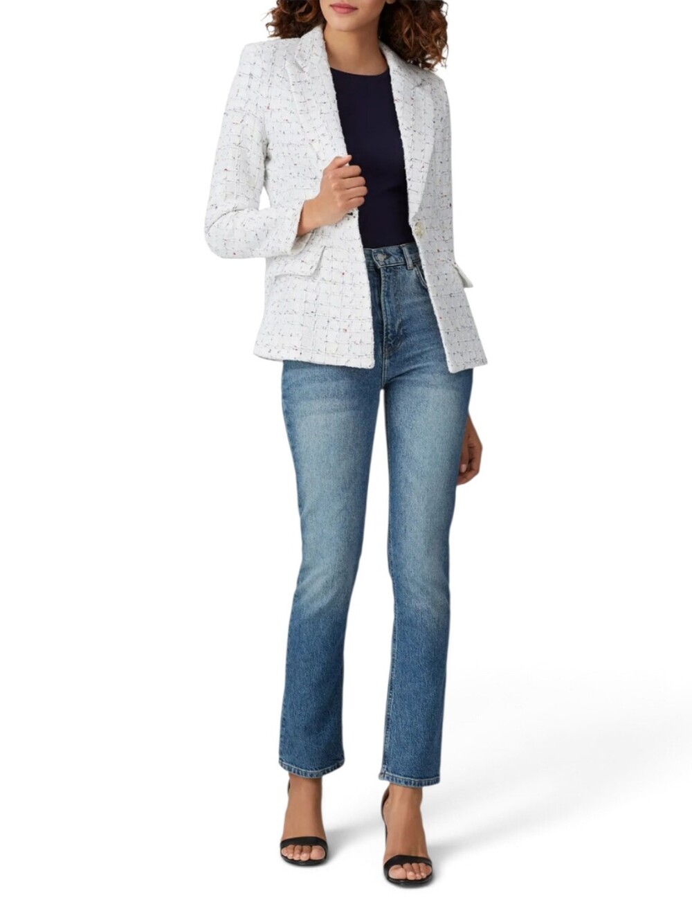 Amanda Uprichard Tweed Aldridge Blazer In White Multi Size XS